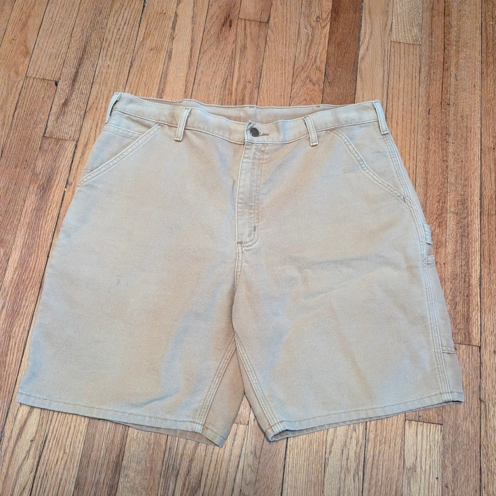 Carhartt B25 BRN Men 38 Tan Brown Duck Canvas Carpenter Work Shorts Utility